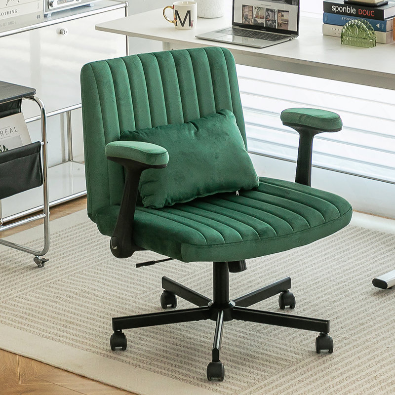 Chaise de bureau Green Velvet Criss Cross, Vert