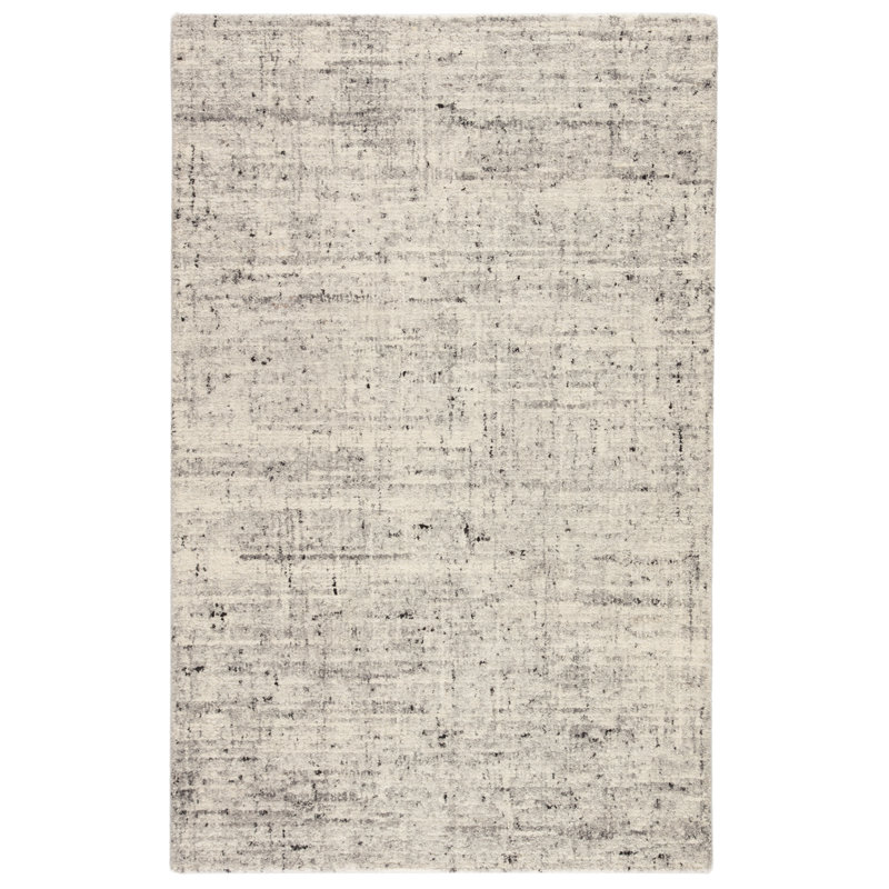 Macklin Wool Area Rug in Beige/Black, Rectangle 5' x 8'