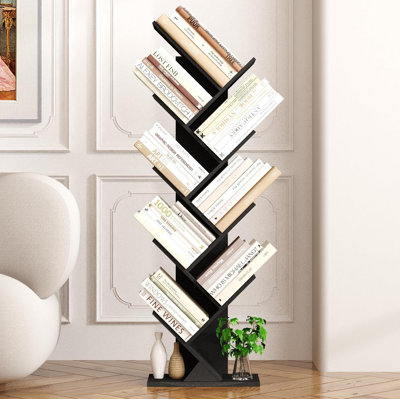 9 Tier Geometric Tree Bookshelf Storage Bookcase by Ebern Designs