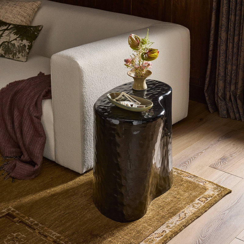 Dulcie End Table-Glossy Black Cast Aluminum