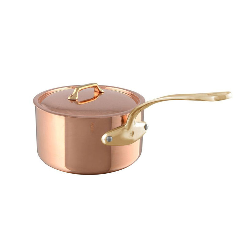 Mauviel M'heritage 200 B Sauce Pan With Lid, Brass Handle, 3.3-Qt, 6 quarts