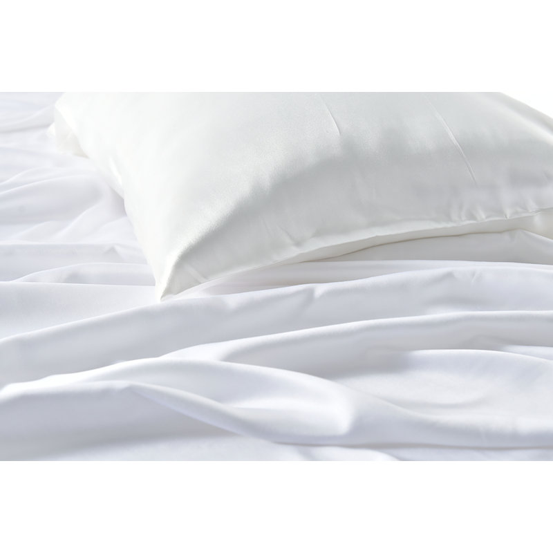 Luxury & Soft 4-Piece Satin Sheet Set - 6 Colors, King Sheet Set with 2 Pillowcases, White