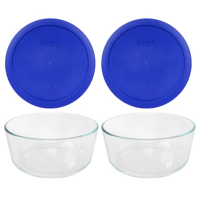 Pyrex (2) 7203 7-Cup Glass Bowls & (2) 7402-PC 6/7
