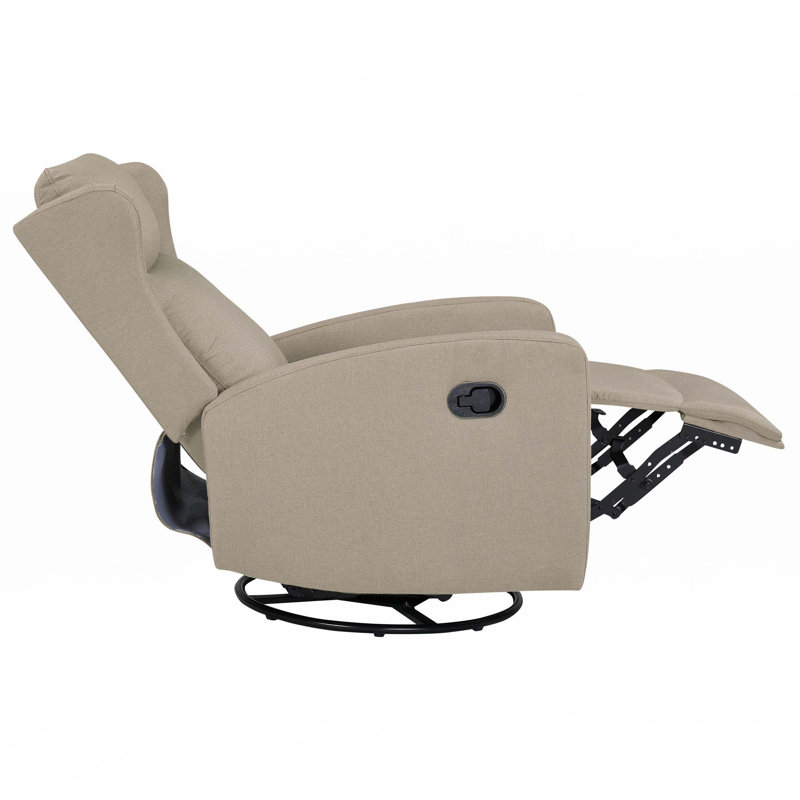 Rocking Swivel Recliner Chair, Grey Linen