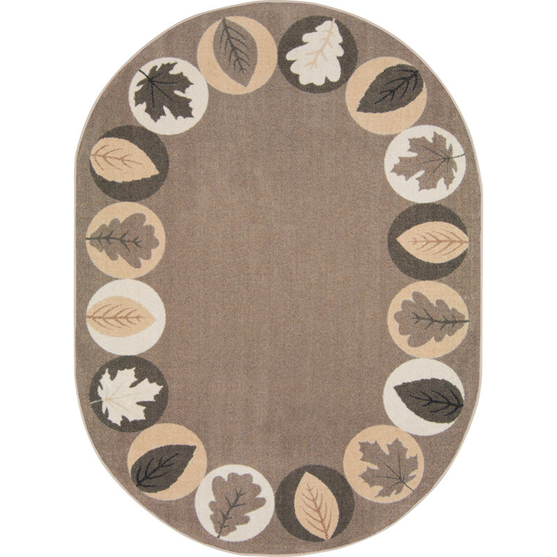 Tapis «Lactive Leaves Neutral» par Joy Carpets, Ovale 5 pi 4 po x 7 pi 8 po