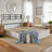 Liora Grace Modern Farmhouse Platform Bed Frame with Windowpane Headboard, 800lb Capacity, and Wood Slat Support (No Box Spring Required)-935011636