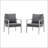 Set Of 2 Aluminum Lounge Chairs With Sleek Rope Accents And Comfortable Cushions, Perfect For Modern Outdoor And Indoor Spaces-1032812122