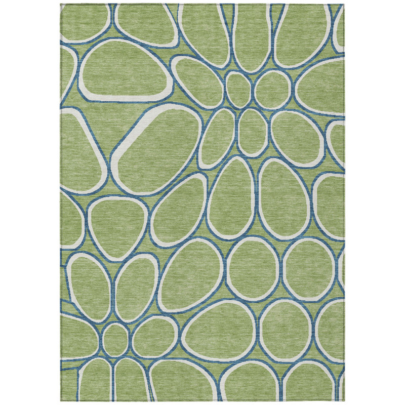 Tapis d'intérieur lavable abstrait vert artichaut 10 pi x 14 pi
