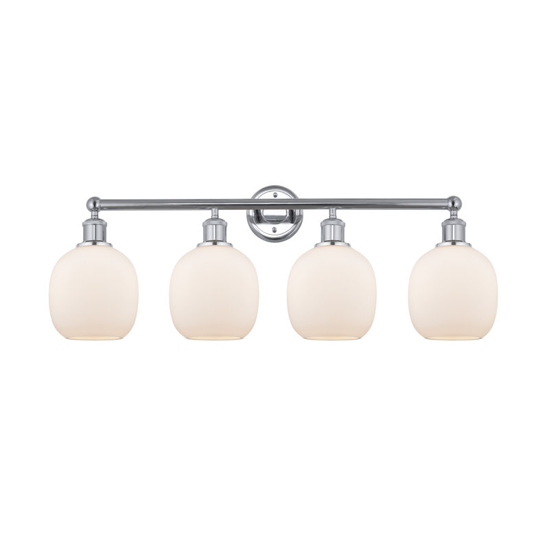 Éclairage pour meuble-lavabo 4 lumières Carlucci, Blanc mat, Chrome poli