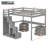 Wooden Loft Bed With Drawers, Desk And Light Strip For Teens Adults-495521753-495521752