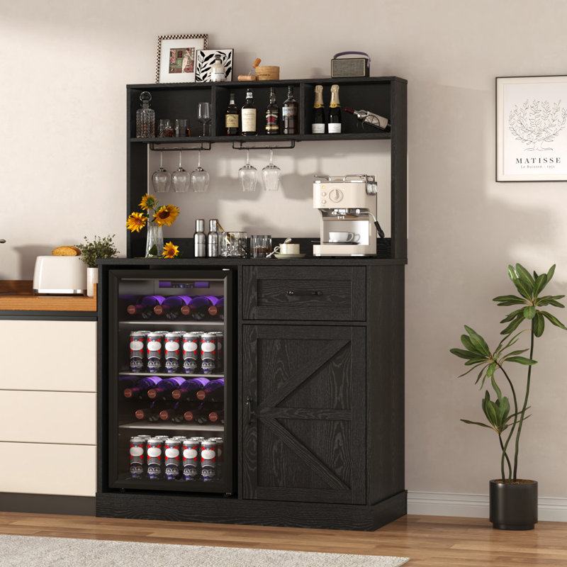 Armoire à café avec espace réfrigérateur, tablettes réglables et espace de rangement pour la cuisine, la salle à manger ou le salon (réfrigérateur non inclus)