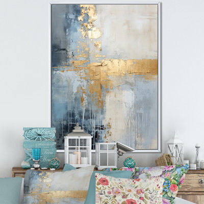 beige and gold simple winter landscape - Winter Landscape Framed Wall Art