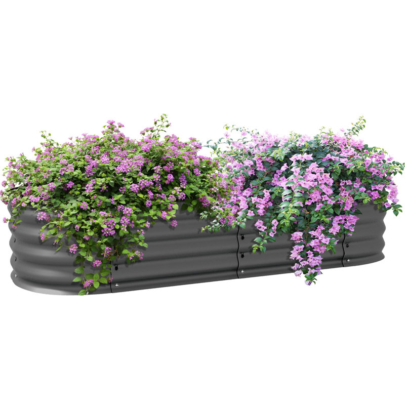 Outdoor Metal Elevated Planter Box, 11.75" H x 59" W x 24.5" D, Gray