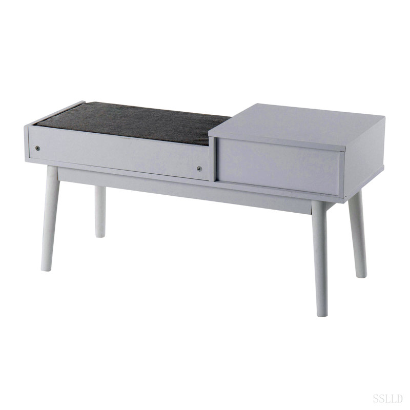 Banc téléphone contemporain avec tiroir coulissant, Blanc