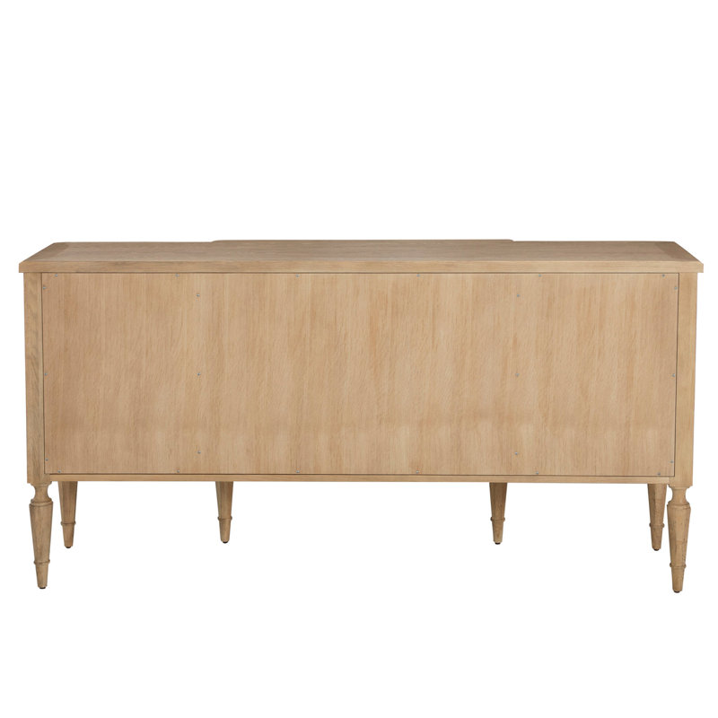 Mathis Wood Sideboard - 3 Shelves, Rustic French Oak/Aged Antique Brass