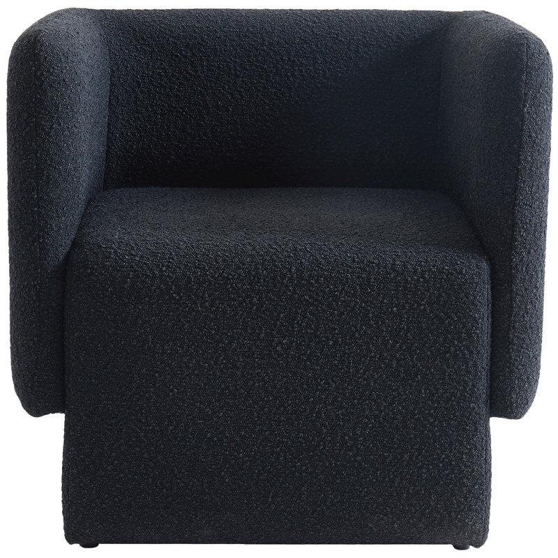 Alysun 31" W Boucle Fabric Armchair, Black Boucle Fabric