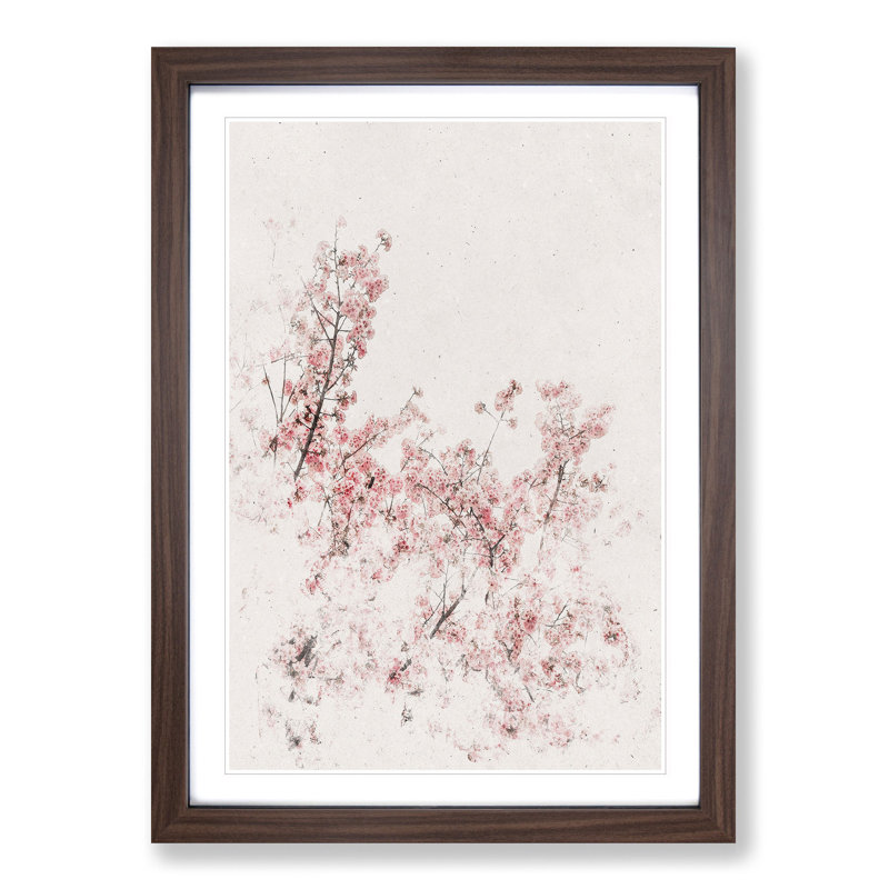 Pink Cherry Tree - Picture Frame Painting Print, 87cm H x 62cm W x 2cm D, Walnut Framed