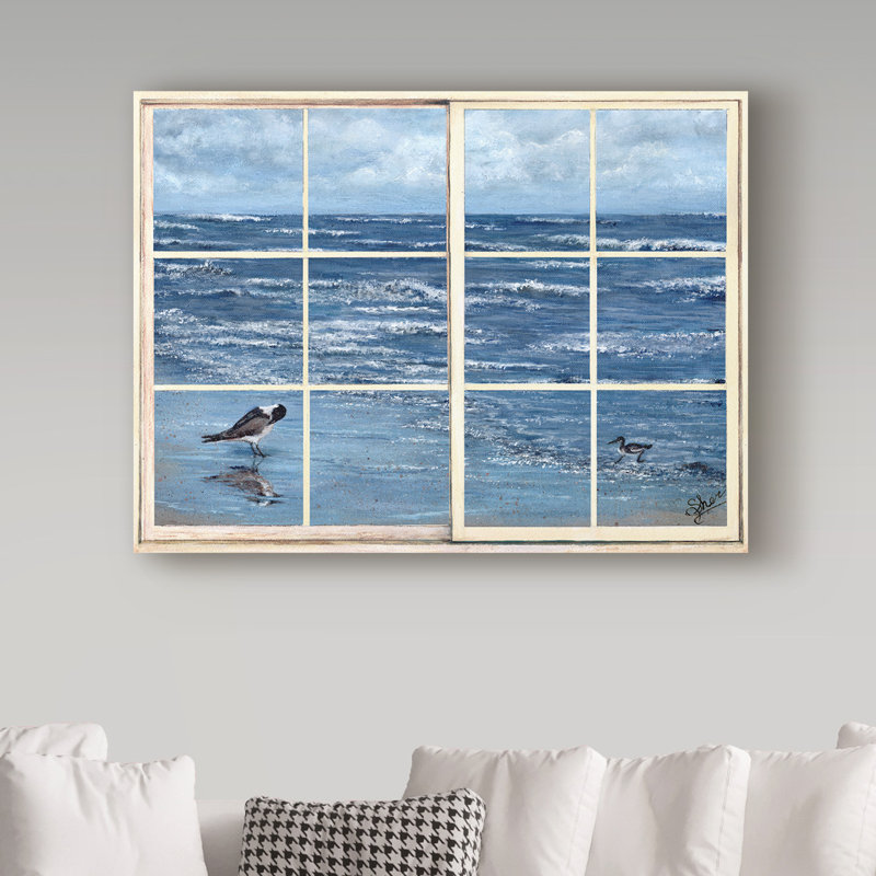 «Beach Reflections Through the Window» par Dartis, reproduction sur toile tendue, H 14 po x l 19 po