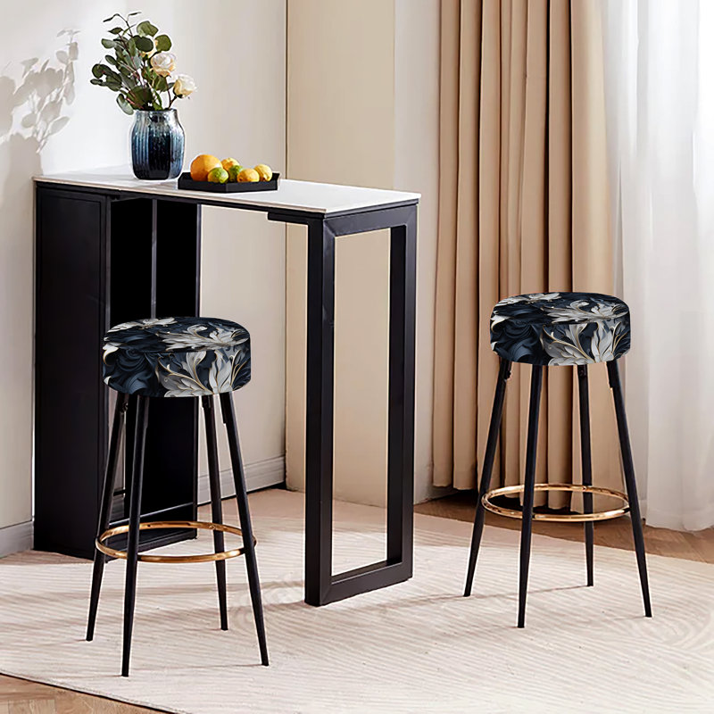 Ensemble de 2 tabourets de bar blancs et argent Sphinx Paisley