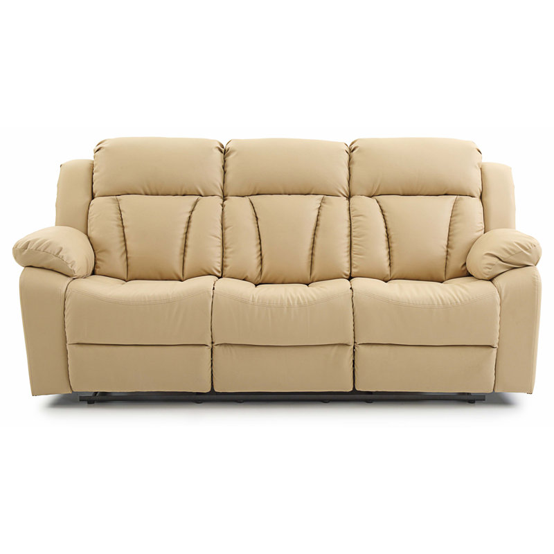 Kamarr Faux Leather Recliner, Beige Faux Leather