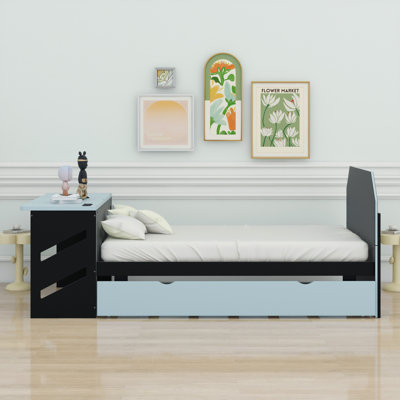 Wood Daybed With Trundle,Desk And USB