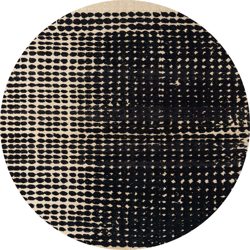 Tapis abstrait lavable à la machine 100% Amania 4904, Rond 4 pi