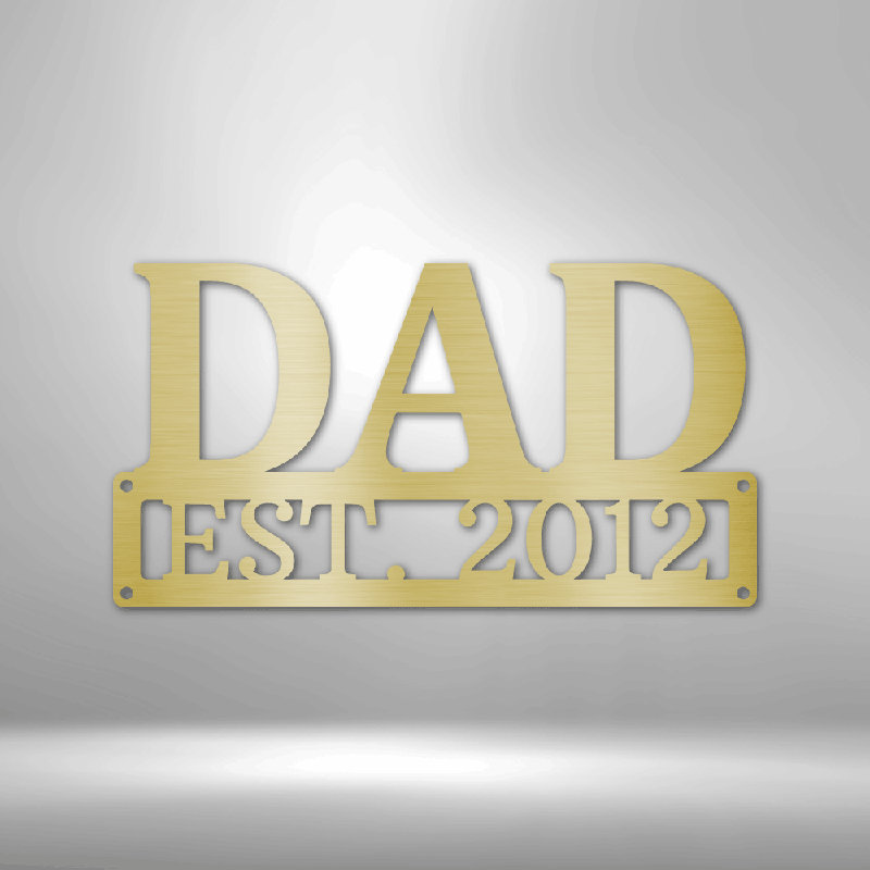 Décoration murale en métal personnalisable «Mon père», monogramme en acier, Doré, H 14,25 po x l 14,5 po x P 0,5 po