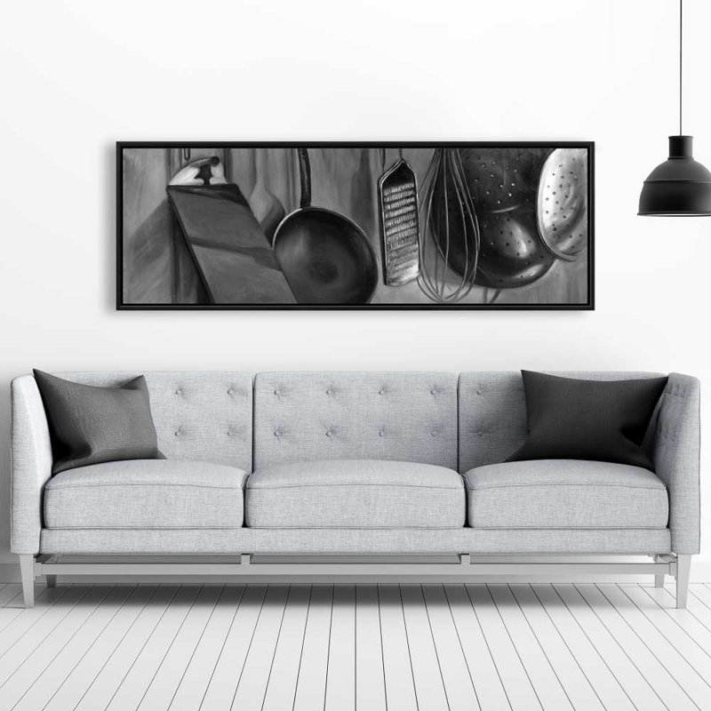 Framed Canvas Kitchen Tools for Chef | Object Decor, 61.25" H x 21.25" W