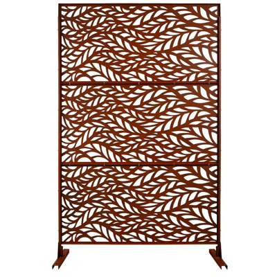 Écran d'intimité extérieur et intérieur en métal H 76 po x l 48 po, écran d'intimité décoratif autoportant pour terrasse de balcon de terrasse, panneaux de clôture d'intimité pour jardin extérieur PS110 RUSTY