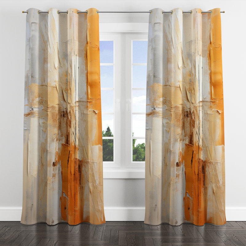 Avea - Glam Blackout Grommet Curtain - 1 Panel, 52" W x 84" L, Golden Grommets