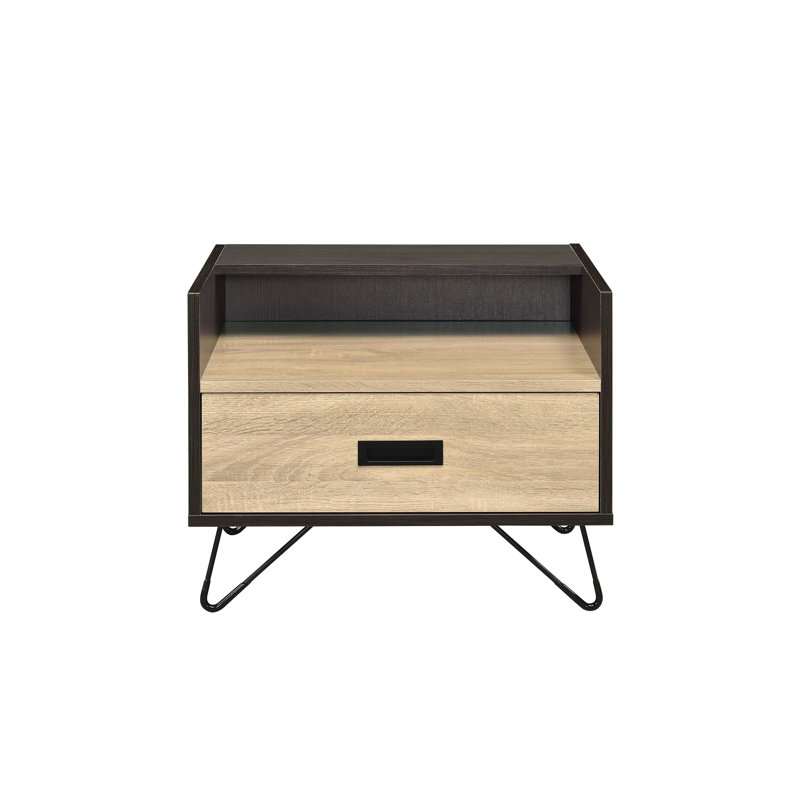 Melkree Oak & Black Finish Accent Table With Display & Utility Function