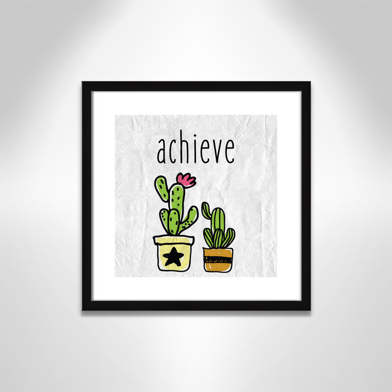 Impression sur papier Cacti C, Encadré de boîte noir, H 16 po x l 16 po x P 1,18 po