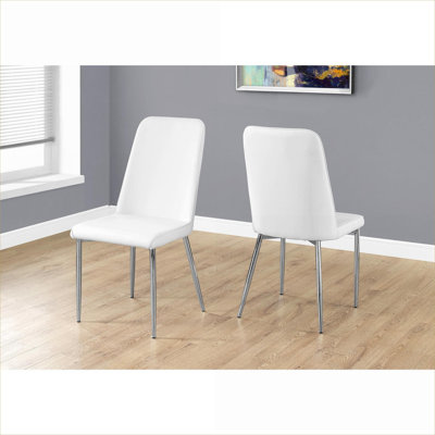 Ensemble de 2 fauteuils de chambre contemporains pour la cuisine et la salle à manger Revêtement classique en similicuir blanc