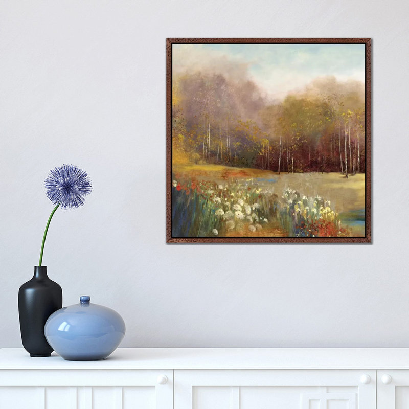 Garden Dreams I by Allison Pearce - Painting on Canvas, Classic Brown Wood Framed Canvas, 45.72 cm H x 45.72 cm W