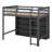 Loft Bed With Open Storage Shelves And Built-In Ladder