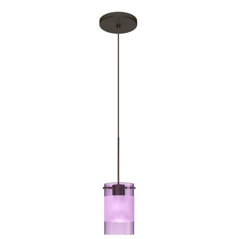 Luminaire suspendu à cylindre simple 1 lumières Marysville, Armagnac / givré, Bronze, DEL
