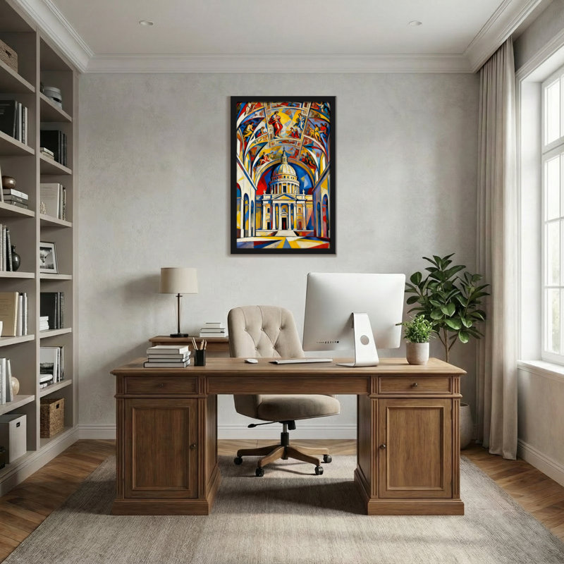 Scénique et paysage urbain coloré, impression de plafond cathédrale, H 18 po x l 12 po