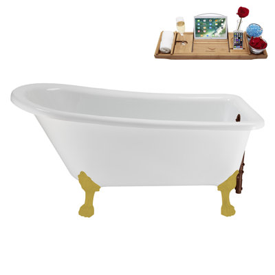 Baignoire sur pattes 58 po, plateau, bonde et pieds à griffes 58 po Streamlin