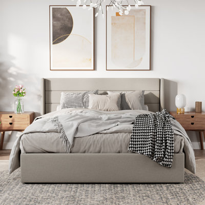 Murphy Shaped Solid Wood Bookcase Bed Frame With Bookcase Headboard and 4 Drawers