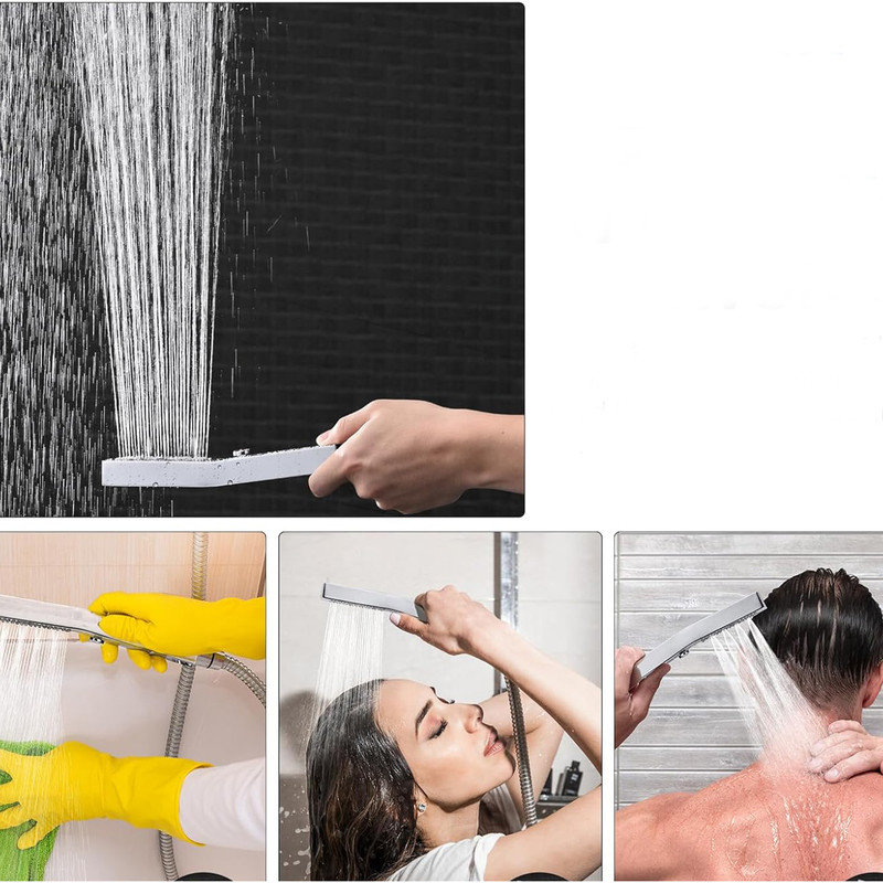 All Metal 14 Inch Shower Head with Massage Mode Handheld, Rain Shower Head with Handheld Spray Combo, Silver