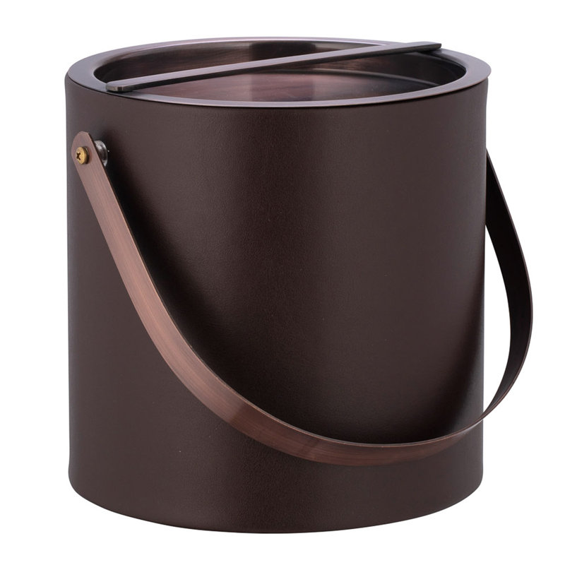 Senetta Leatherette Ice Bucket, Chocolate/Oil Rubbed Bronze
