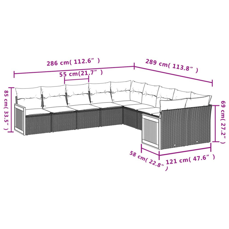 Ensemble de canapé de jardin Vidaxl