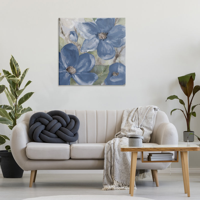 Toile silencieuse «Blue Bloom» par Lanie Loreth, H 30 po x l 30 po