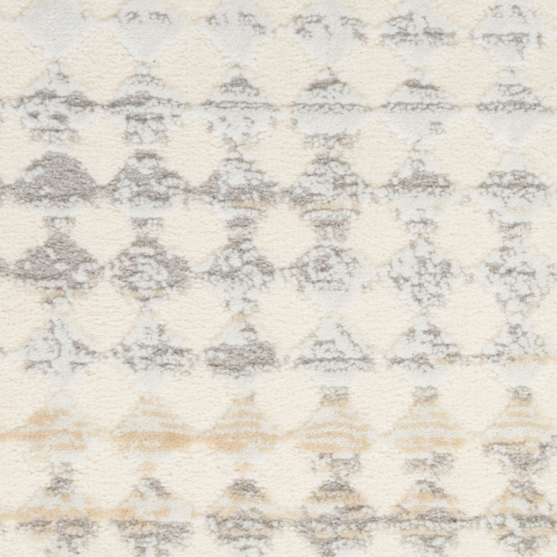 Geometric Machine Made Power Loomed Polyester Area Rug in Cream, Rectangle 8' x 10'