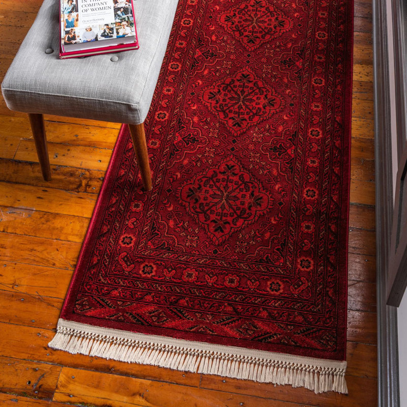 Tapis oriental rouge Amro, Runner 2'7" x 12'