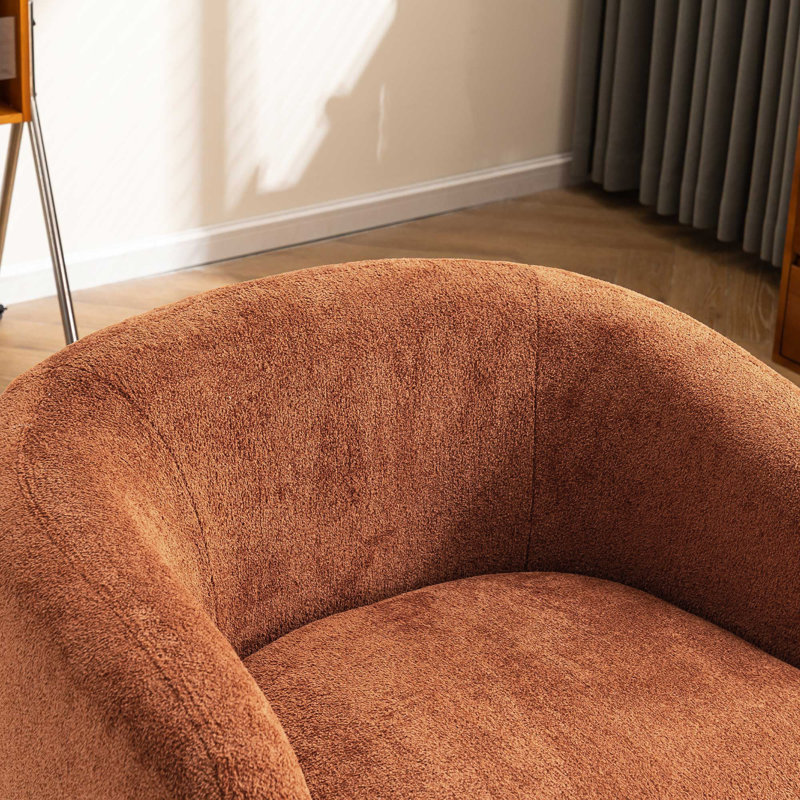 Fauteuil demi-tonneau pivotant rembourré Munehito, Orange