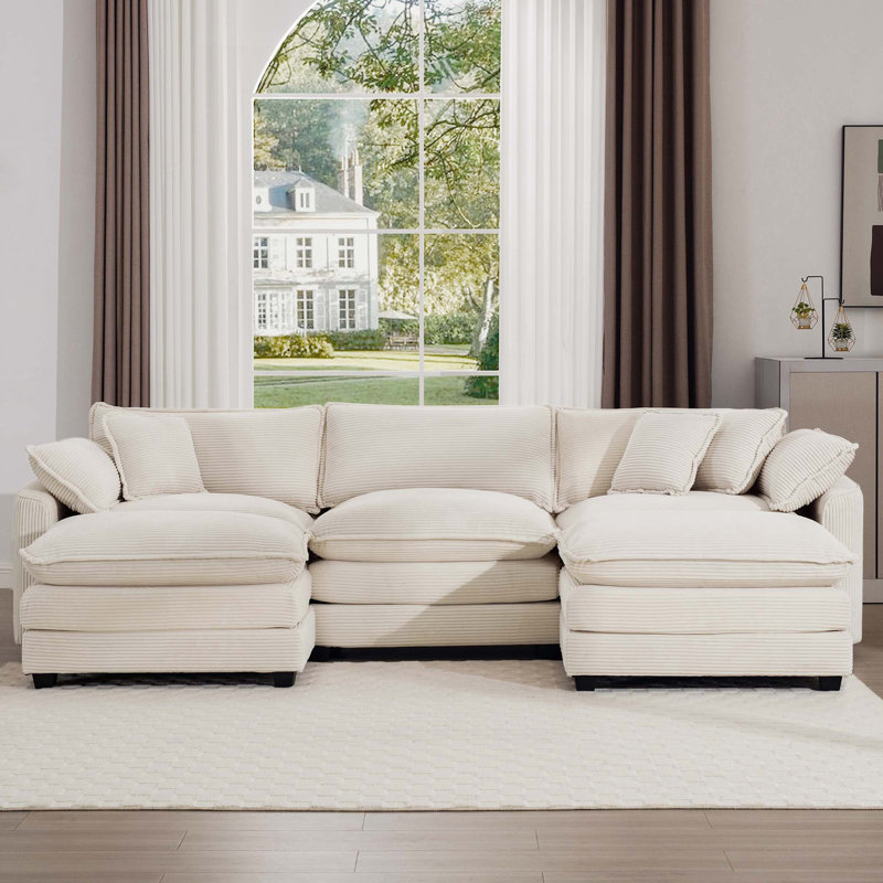 Canapé modulaire surdimensionné rembourré en U, Beige
