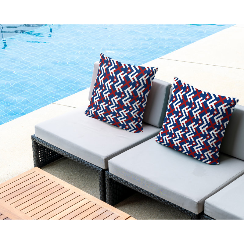 Oreiller réversible intérieur / extérieur Fourth of August 2, Navy Blue, 20x20