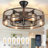 20" Caged Ceiling Fans with Remote App Control for Patio Kitchen Bedroom, Farmhouse Flush Mount Ceiling Fan with Lights Reversible 6 Speed  Walnut-719949329-720269349