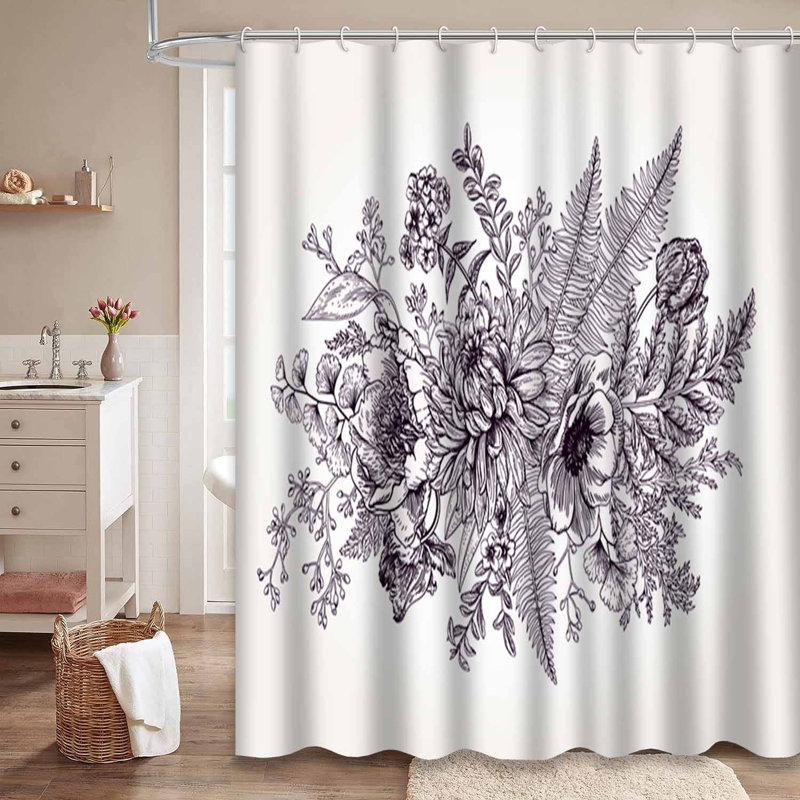 Rideau de douche imperméable avec 12 crochets, L 72 po x l 84 po